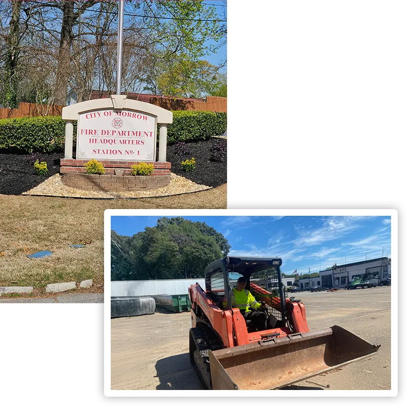 morrow Georgia fire department sign with skid steer